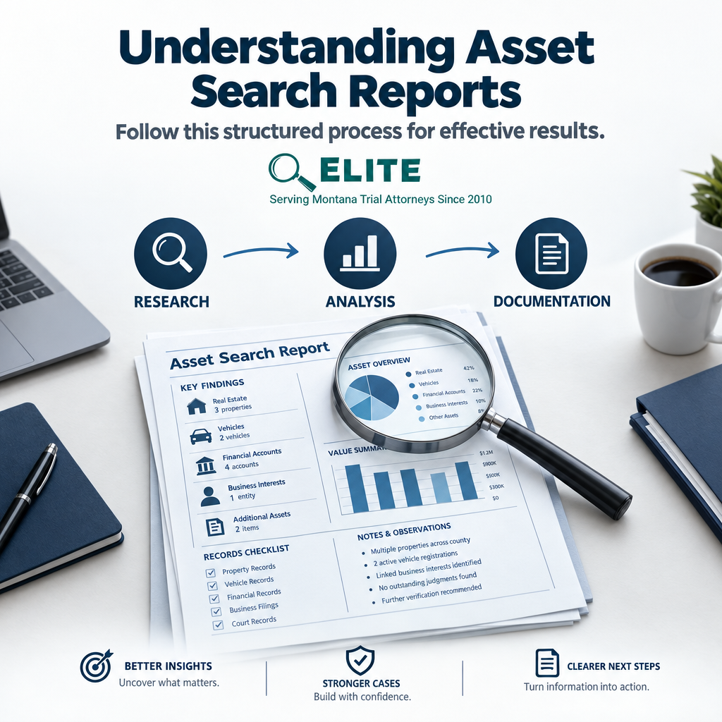 Report workflow infographic showing scope, documented records, leads, discrepancies, and verification