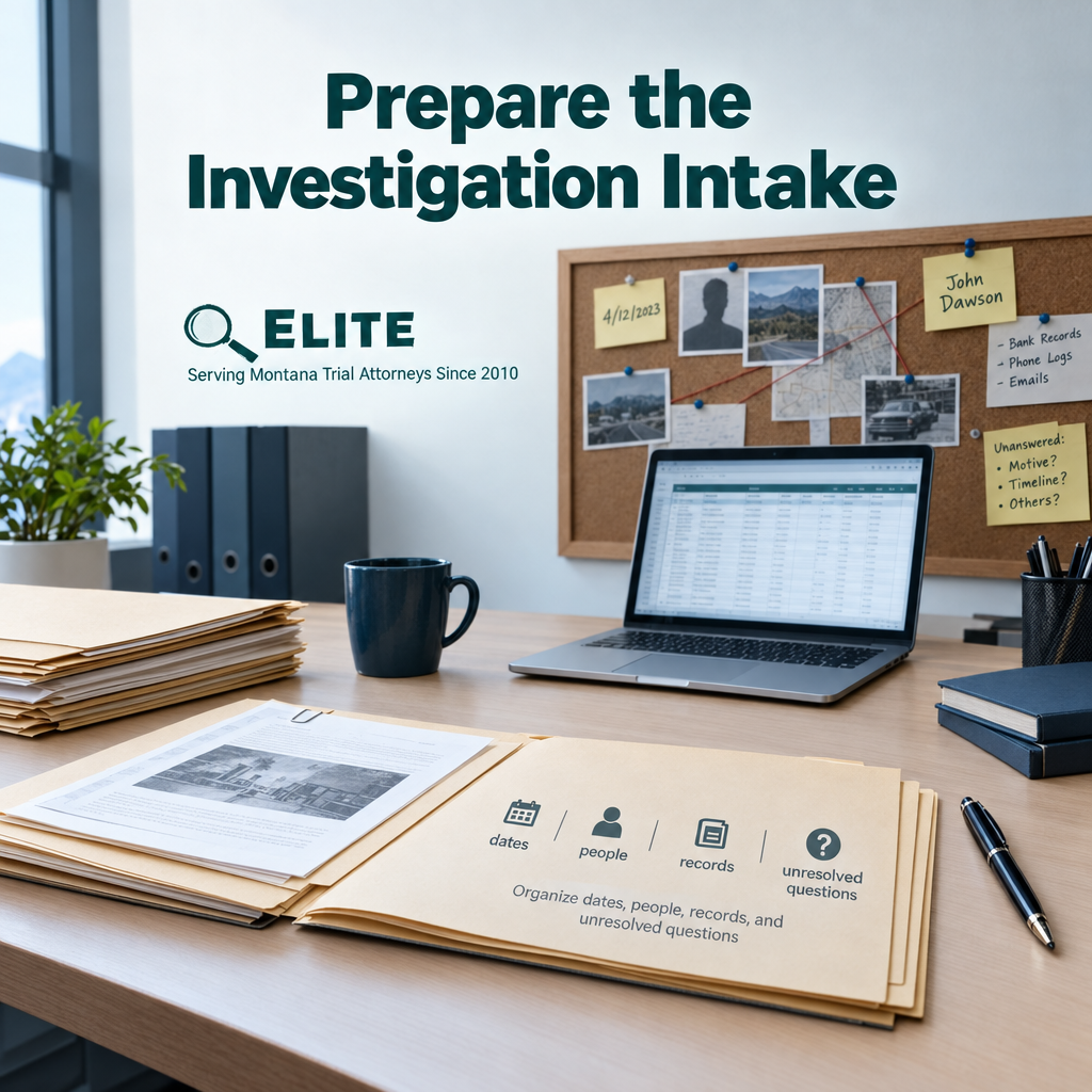 Four-part intake checklist for preparing an investigation request