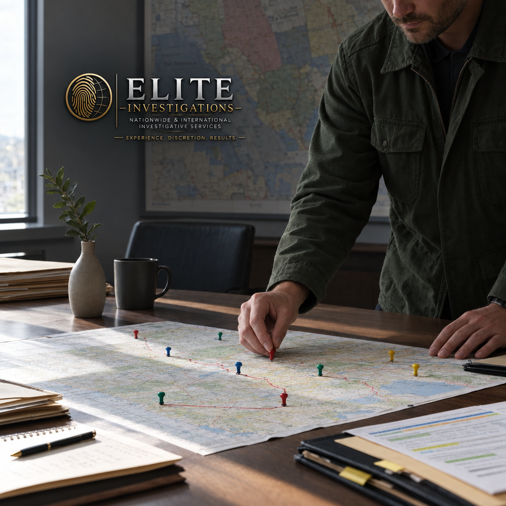 Investigator planning coordinated field visits across multiple locations with a route map